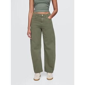 Gap Cotton High Rise Barrel Ankle Jeans Mesculen Green 29 / 8